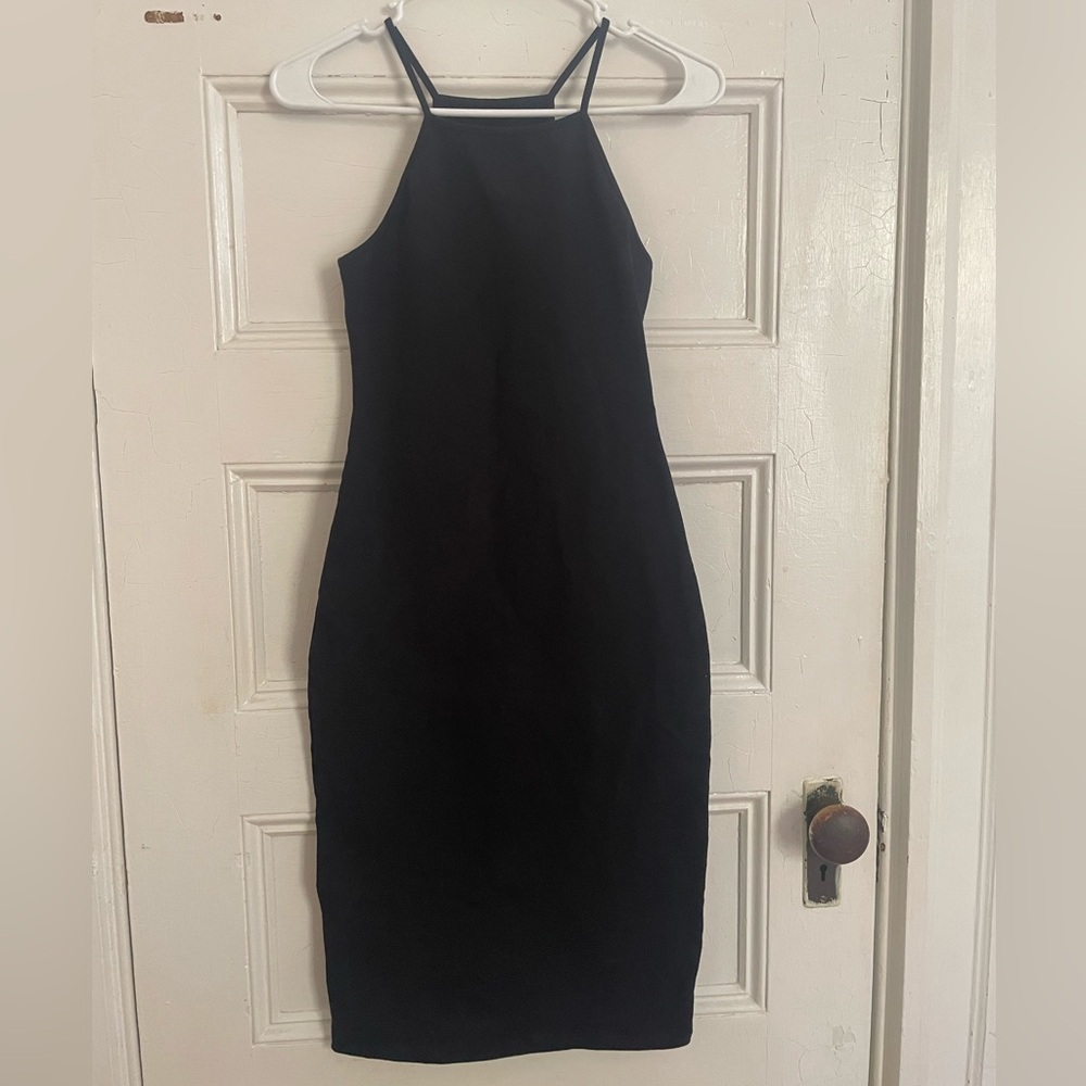 Manners London high-neck racerback body con dress, size S